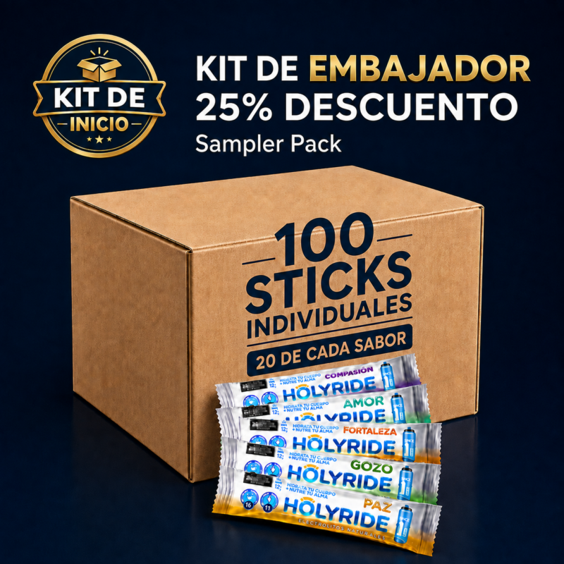 60 dias / 25% off kit de inicio super sampler pack 100 sticks individuales (gozo, paz, fortaleza, amor, compasion)