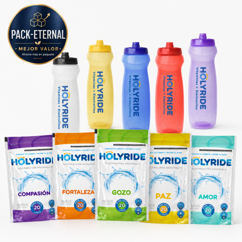 pack eternal 1 — 5 termos cilindro jogger + 5 bolsas de 20 l | holyride · los 5 sabores Únicos